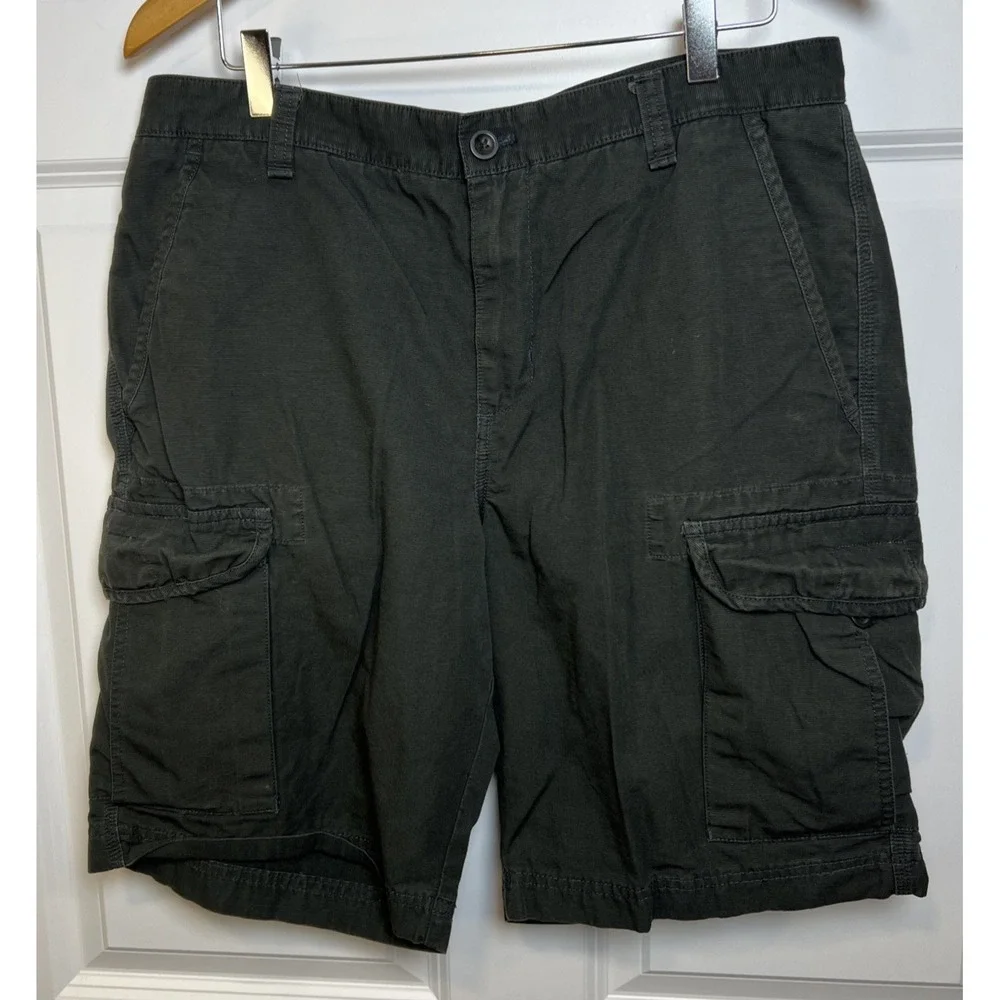 Chaps Black Cargo Shorts Mens 34 Ottoman  Weave Twill  Gorpcore Utility Workwear